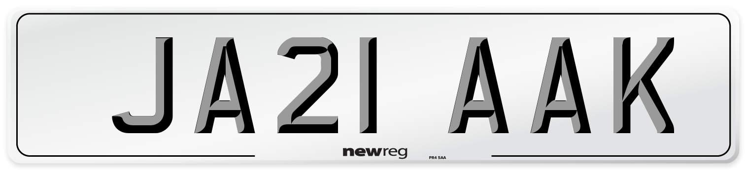 JA21 AAK Number Plate from New Reg